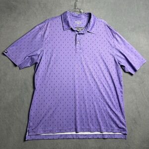Straight Down Golf Polo Men's Size XL Purple Geometric All Over Print